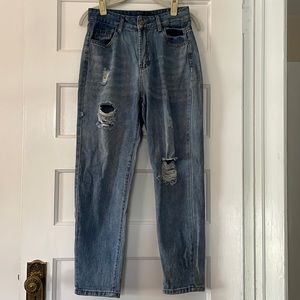 High rise ripped jeans